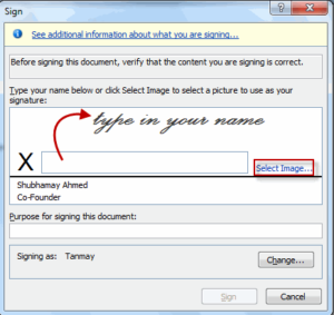 how to draw signature in word