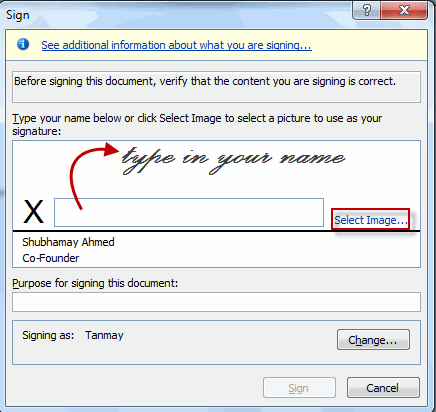 how to do an electronic signature in word